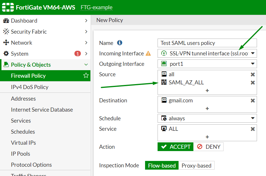 Azure SAML authentification for FortiGate SSL VPN (with Azure MFA) — СЮМ