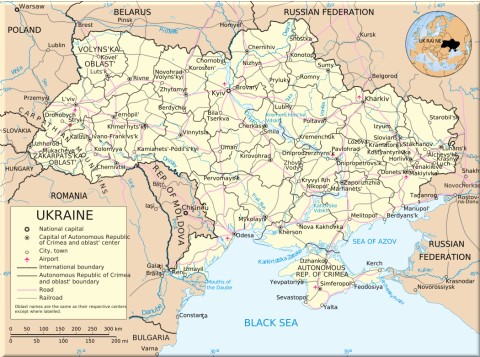 Схематична, маштабована, векторна карта України