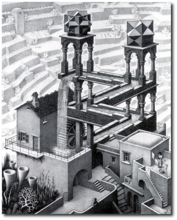Моріс Корнеліс Ешер (Maurits Cornelis Escher), "Водоспад", 1961 р.